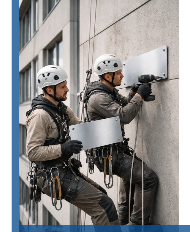 Монтаж табличек и указателей в Москве для зданий и сооружений