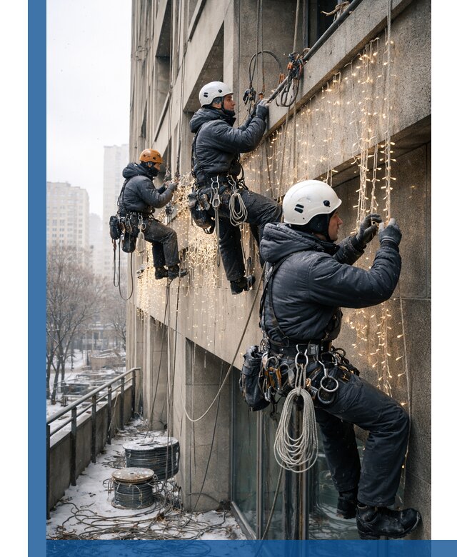 Монтаж новогодней иллюминации и украшение фасадов в Москве