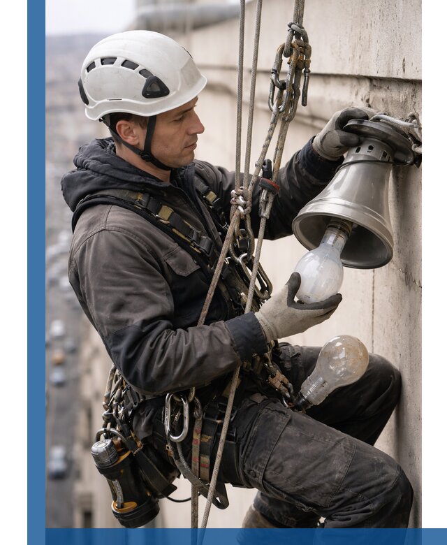 Замена ламп на высоте в Москве профессионально и быстро