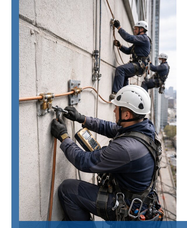 Монтаж системы заземления здания и молниезащиты в Москве