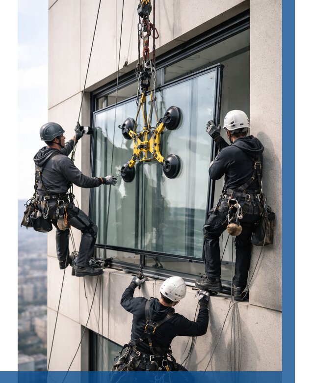 Монтаж стеклопакетов на высоте в Москве от 3265 р. | ВЫСОТНИКМск