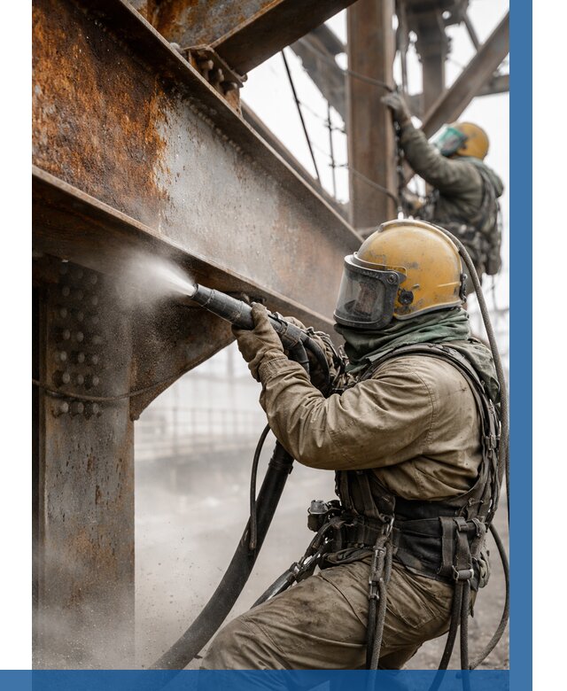 Пескоструйная очистка металлоконструкций в Москве по 612 р.  ВЫСОТНИКМск