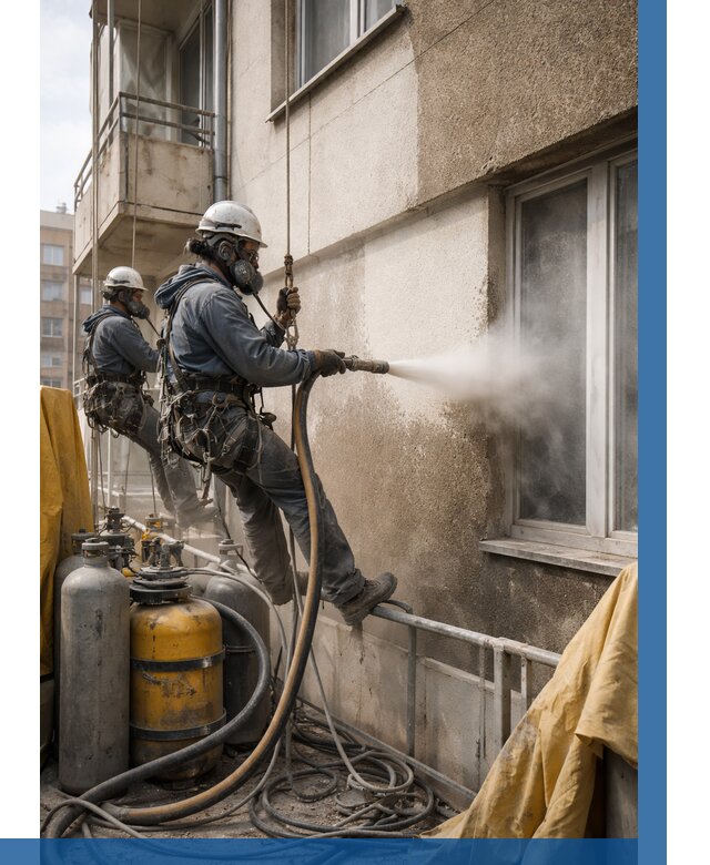 Пескоструйная очистка фасада в Москве от 663 р. | ВЫСОТНИКМск