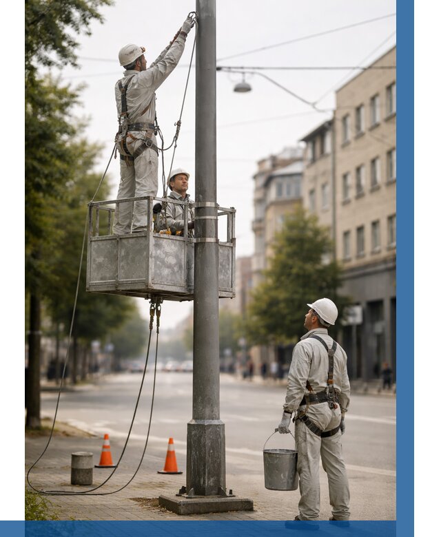 Покраска опор освещения в Москве от 5101 р. | ВЫСОТНИКМск