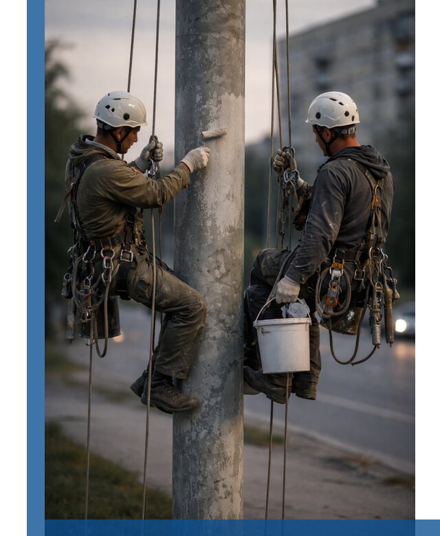 Покраска опор освещения и антикоррозийная защита в Москве