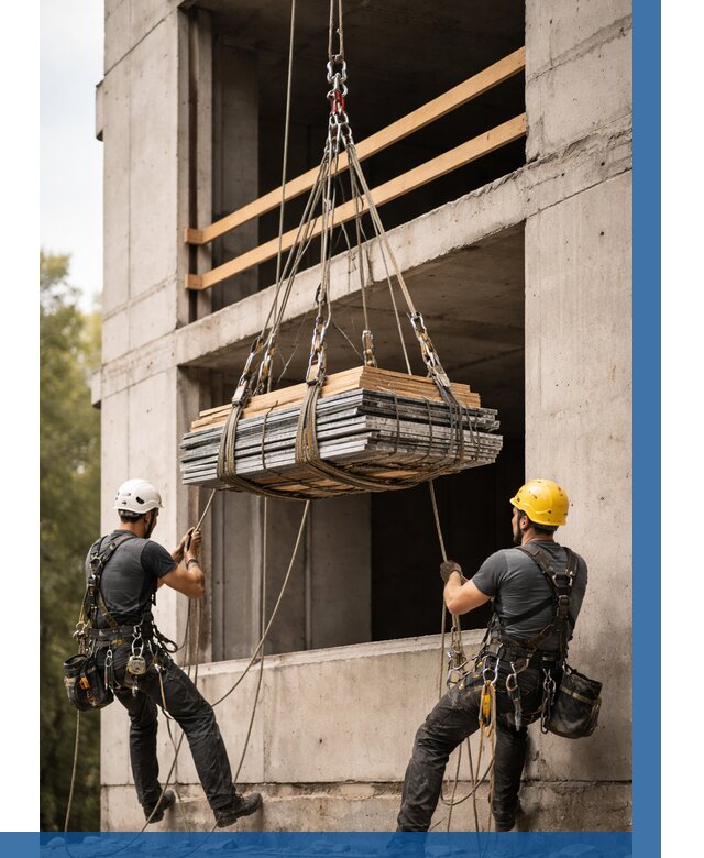 Подъем материала на этаж веревками в Москве от 1530 р. | ВЫСОТНИКМск