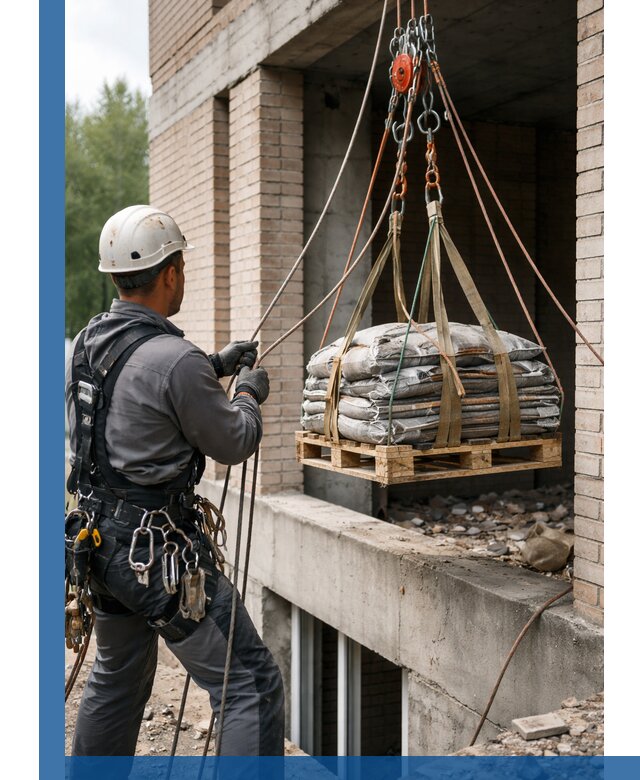 Подъем материалов на этаж веревками в Москве оперативно