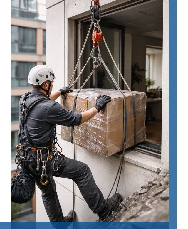 Подъем груза через окно в Москве от 4591 р. | ВЫСОТНИКМск