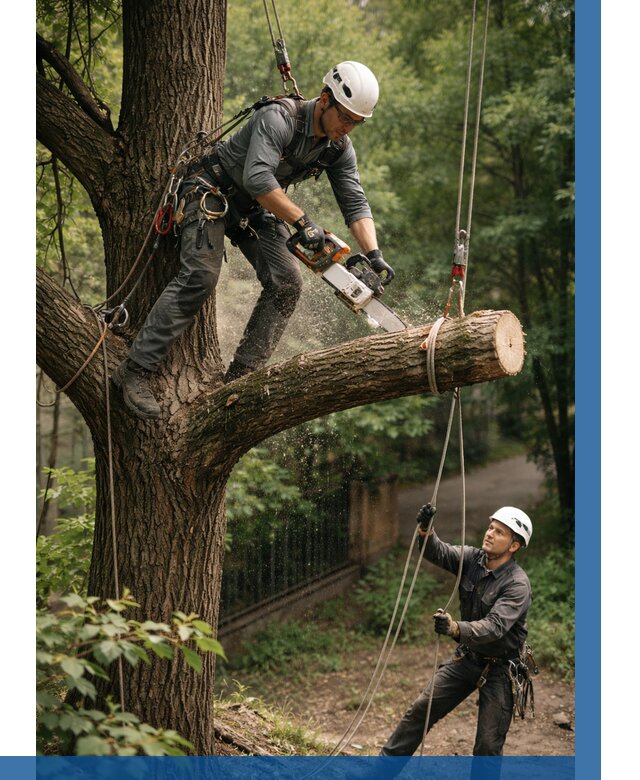 Спил деревьев альпинистами в Москве от 8162 р. | ВЫСОТНИКМск