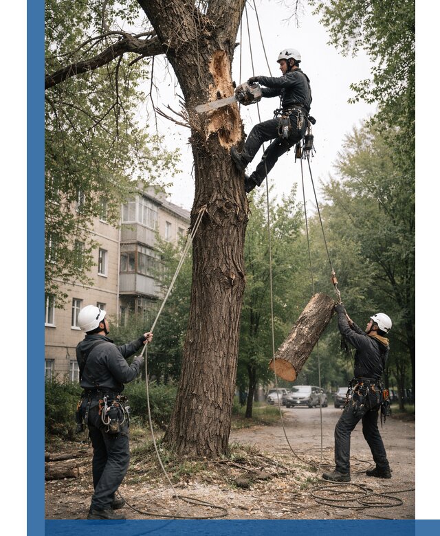 Срочное удаление аварийных деревьев в Москве с гарантией безопасности