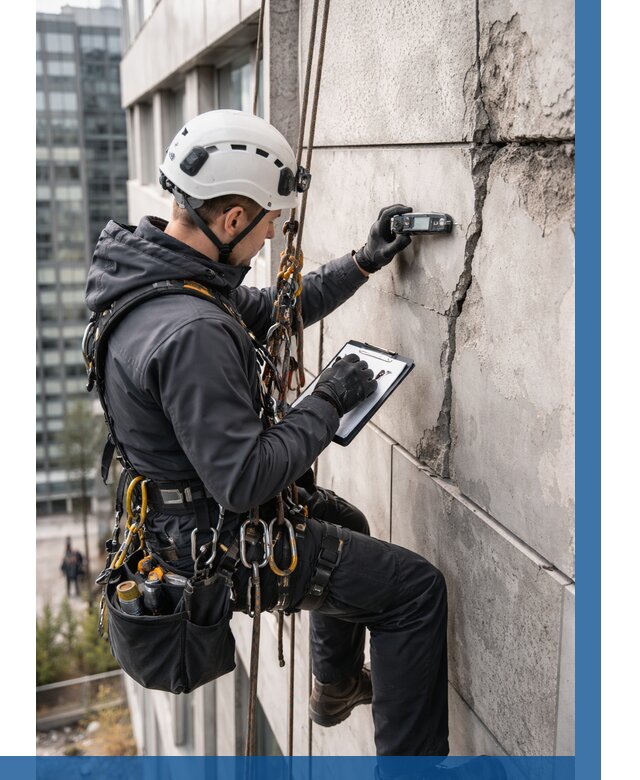 Обследование фасада альпинистами в Москве от 122 р. | ВЫСОТНИКМск