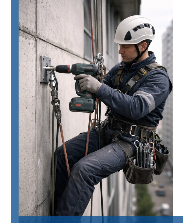 Установка анкерных точек для высотных работ в Москве