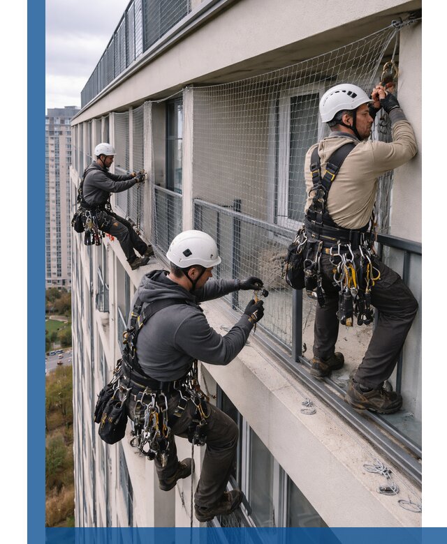 Профессиональный монтаж защитной сетки от птиц в Москве