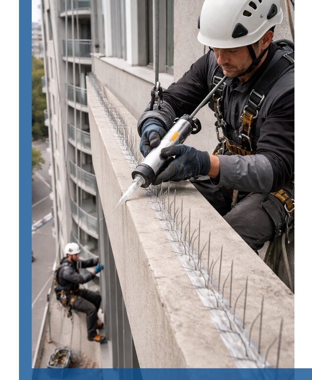 Установка шипов от птиц на фасадах и кровлях в Москве